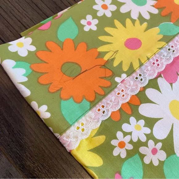 Vintage Wabasso flat sheet Marvel Press double top flat flower power - Picture 3 of 4